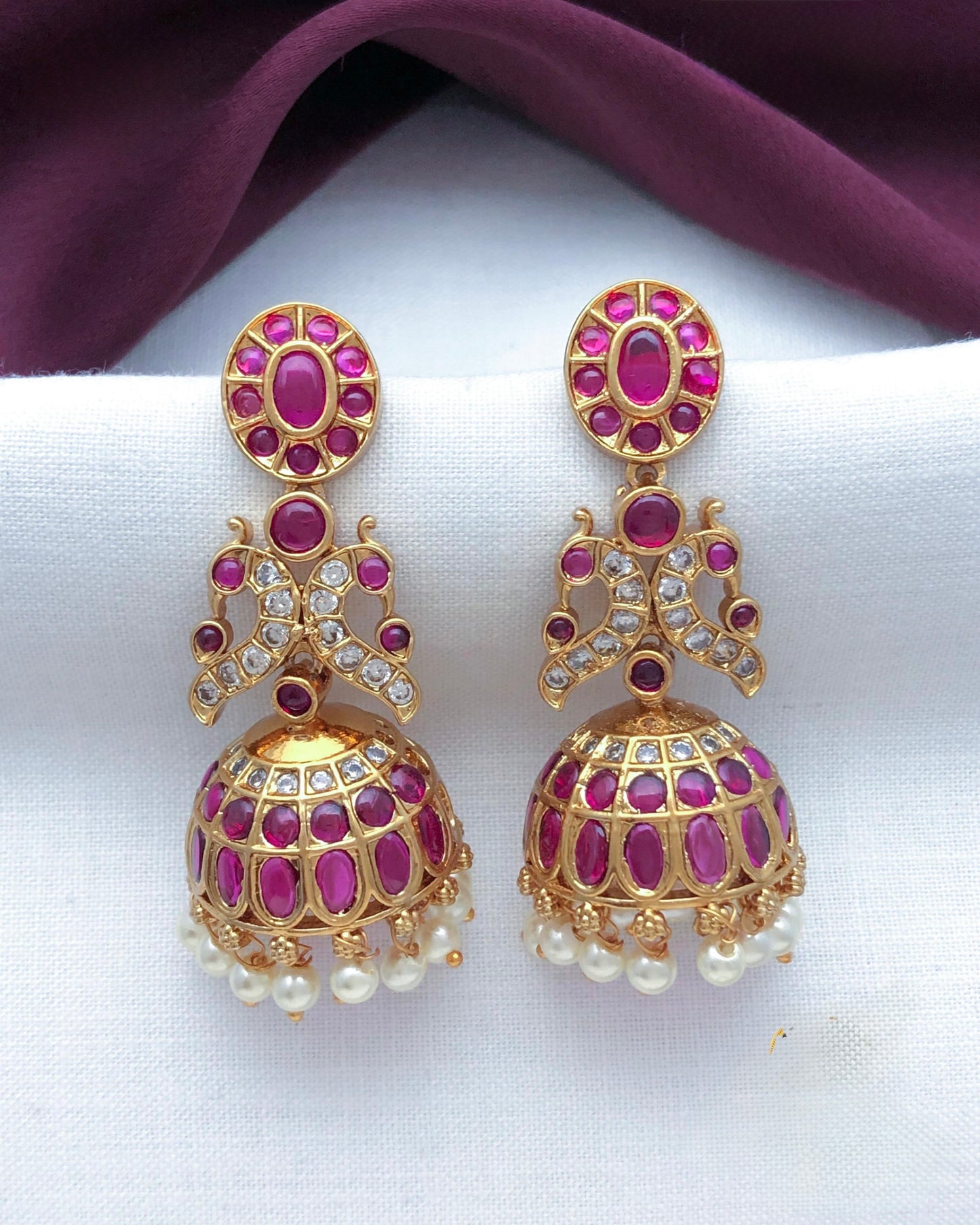 Gold plated American Diamond jhumki