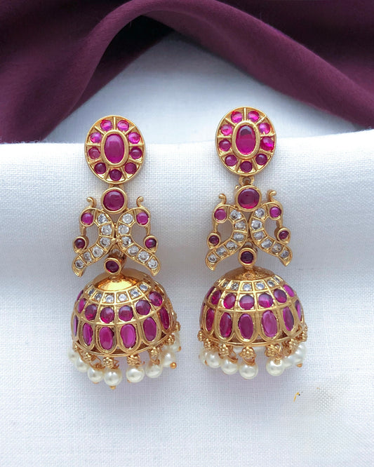 Gold plated American Diamond jhumki