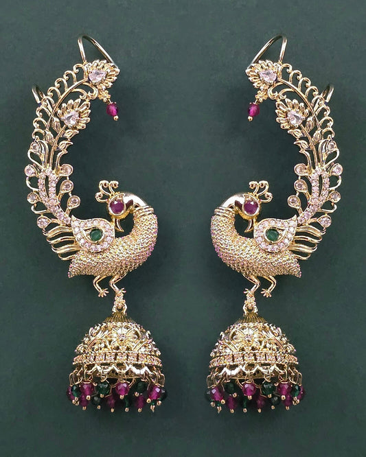 Victorian polish jhumki with earcuffs