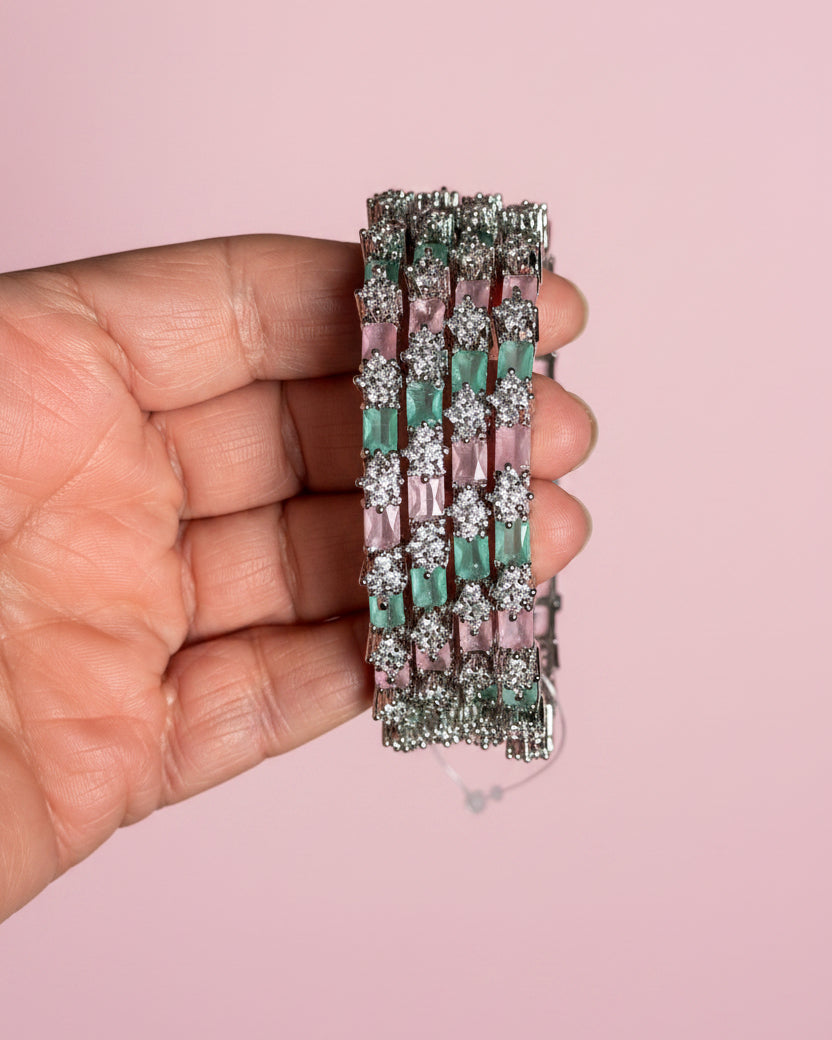 Silver plated American Diamond bangles
