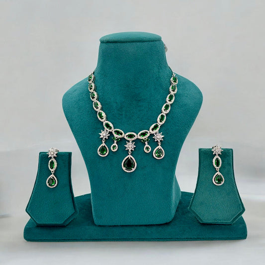 Silver American Diamond necklace set