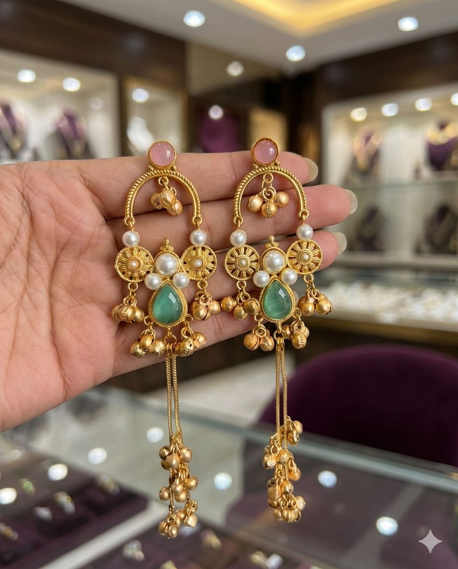 Gold plated Kashmiri earrings