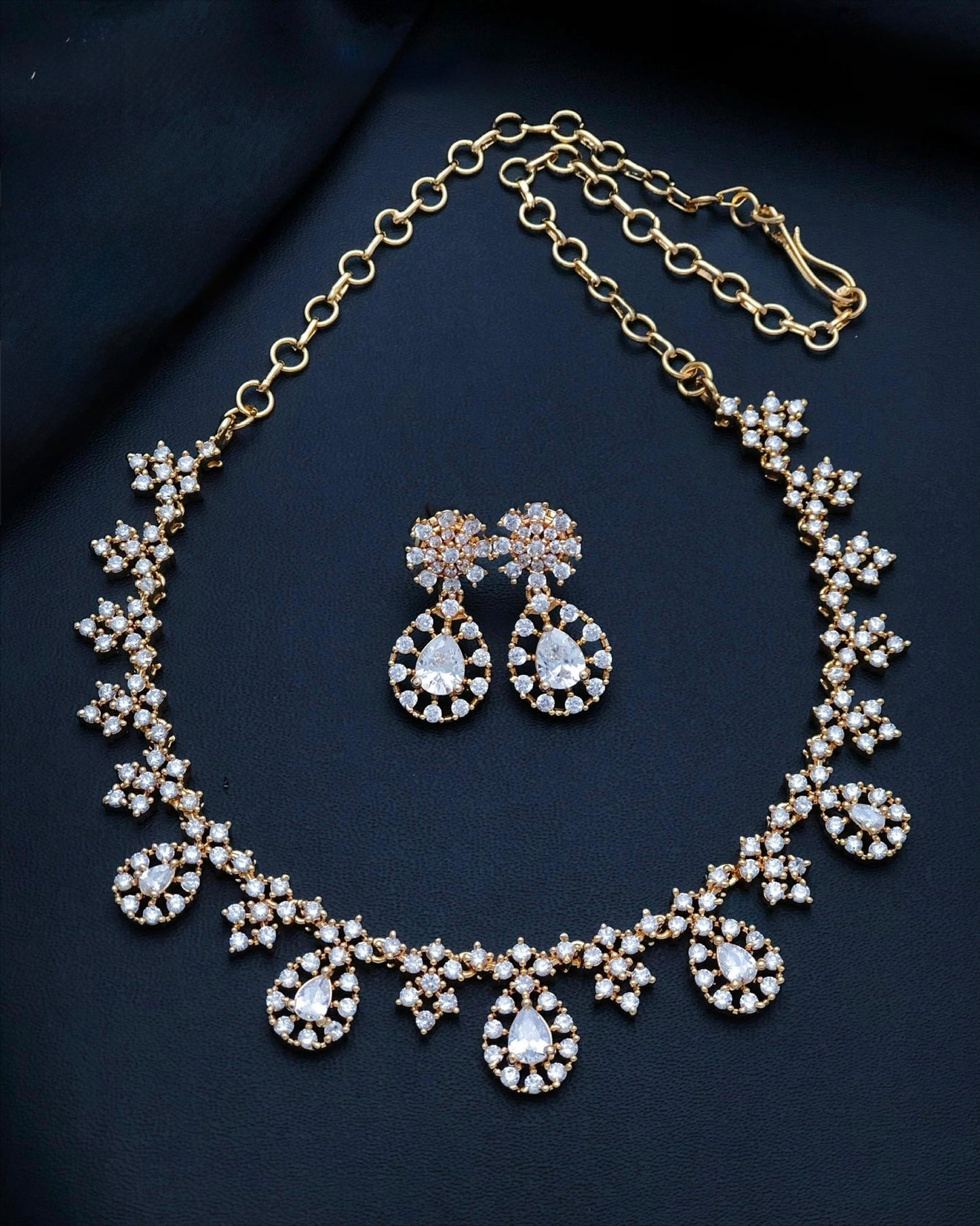 Gold plated American Diamond necklace set