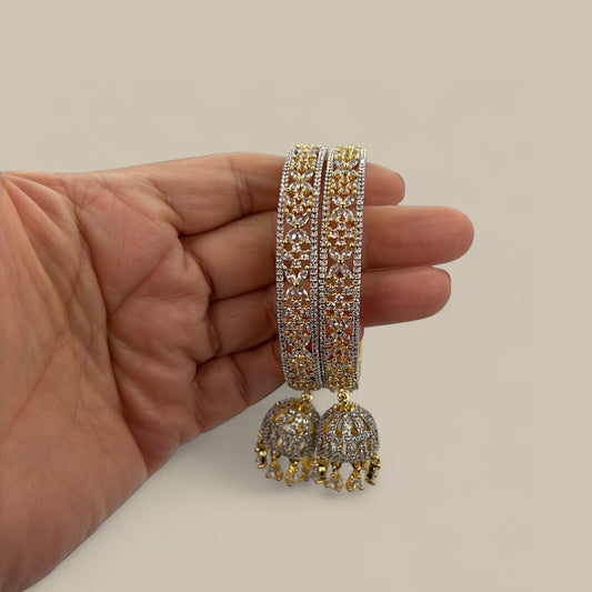 2tone Cz bangles with jhumki