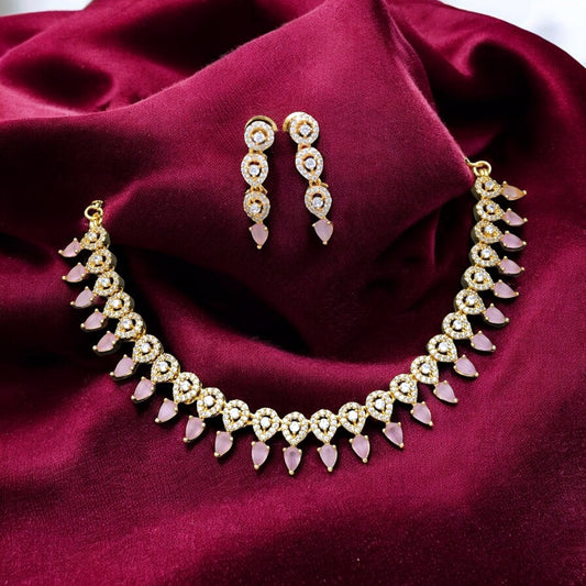 Gold plated American Diamond necklace set