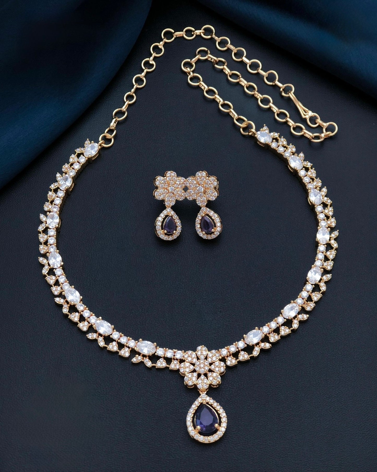 Gold plated American Diamond necklace set