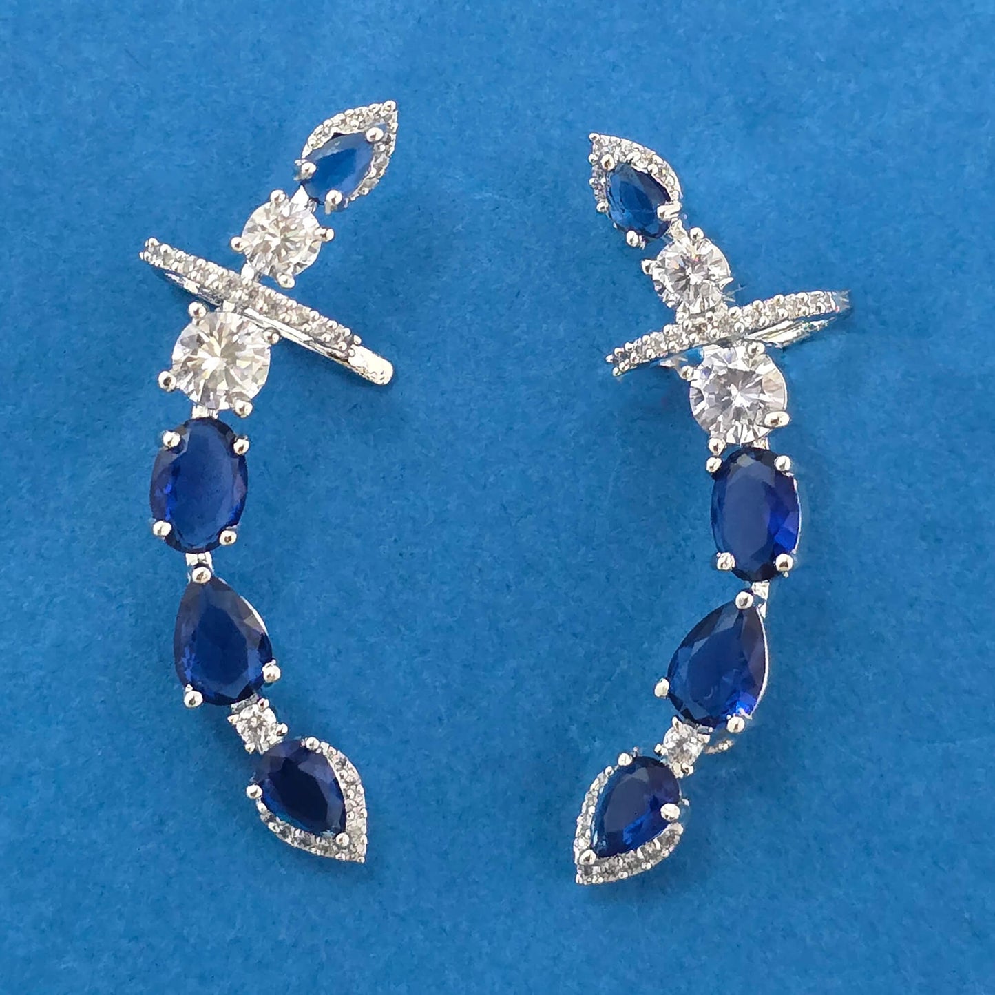 Silver American Diamond ear cuffs