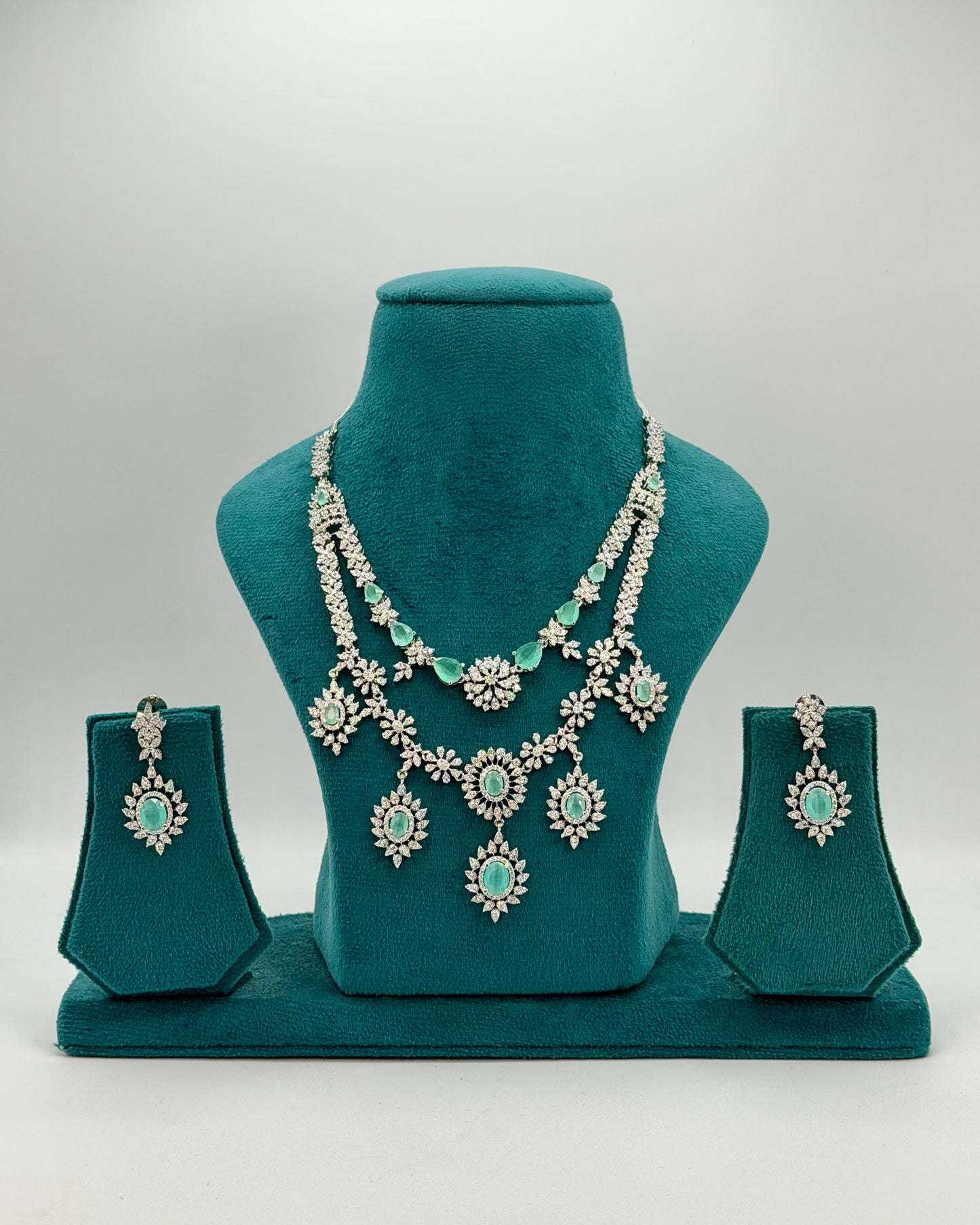 Silver plated American Diamond necklace set