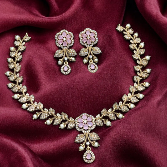 Victoria polish American Diamond necklace set