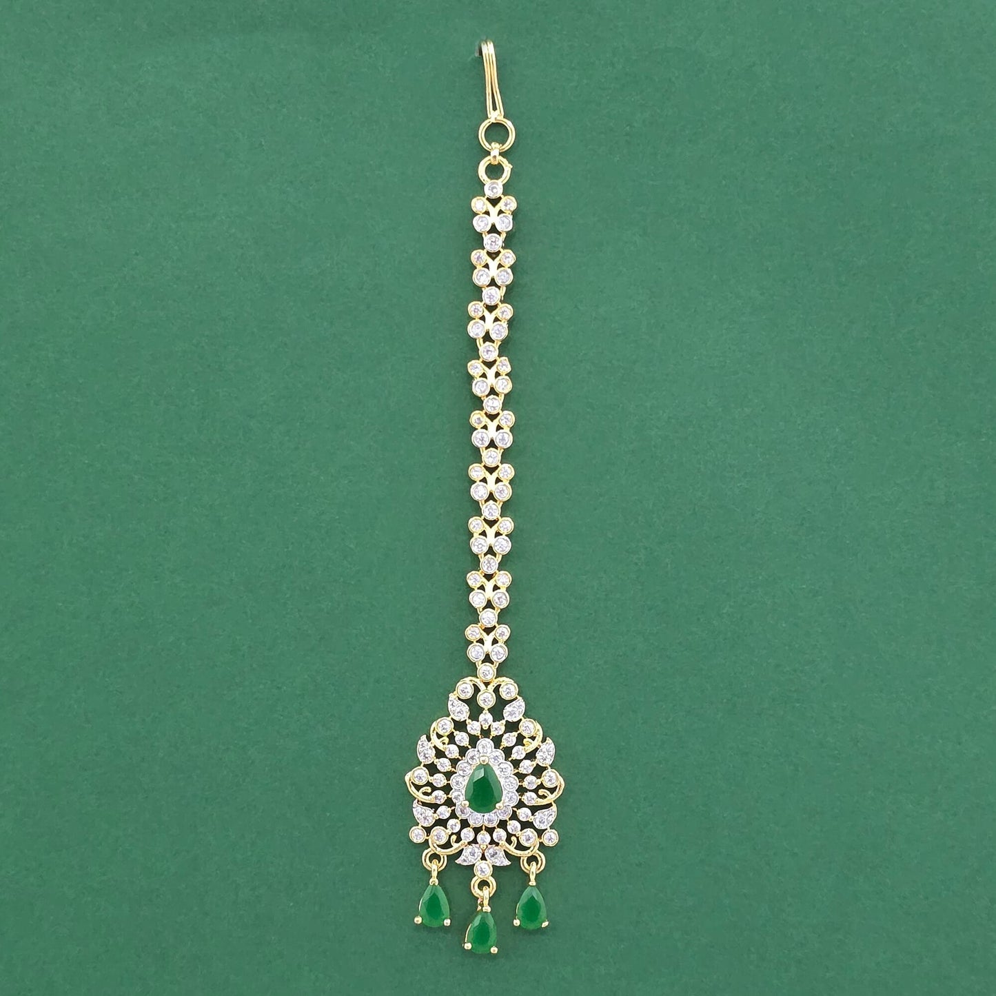 Gold plated American Diamond matha tikka