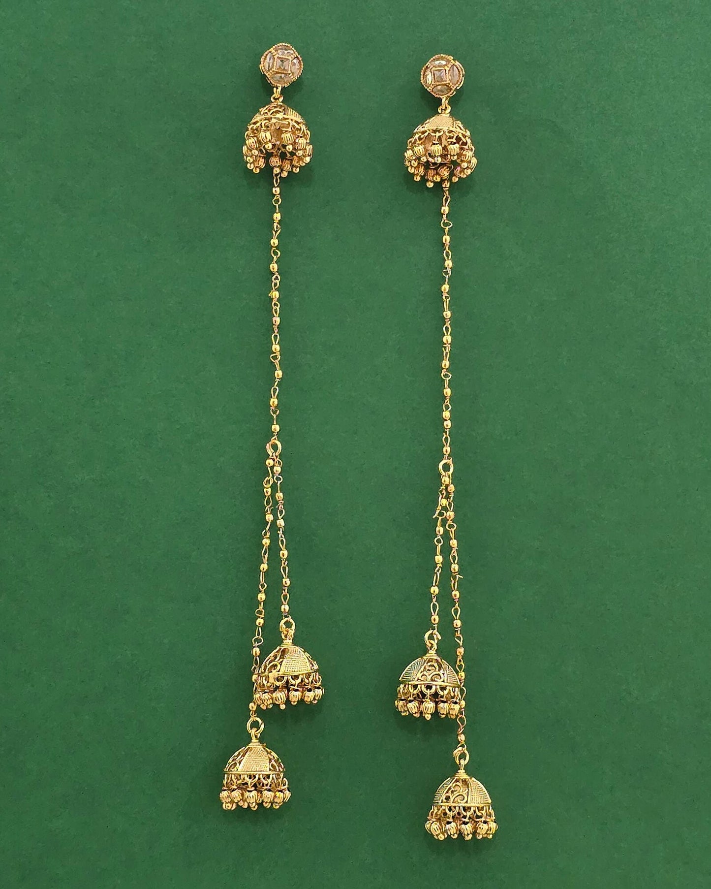 Gold plated long jhumki