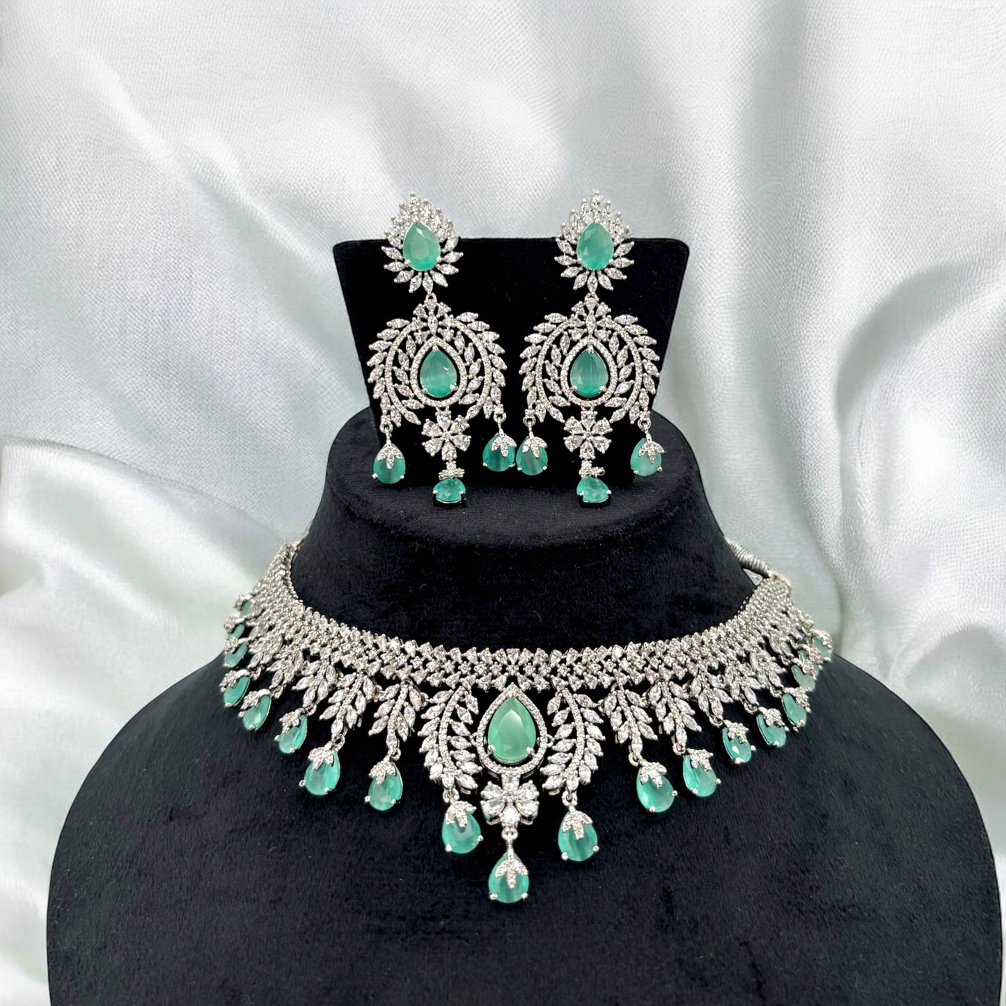 Silver American Diamond choker set