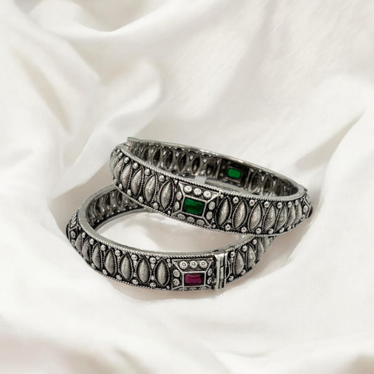 Silver oxidized openable kada/ bracelet