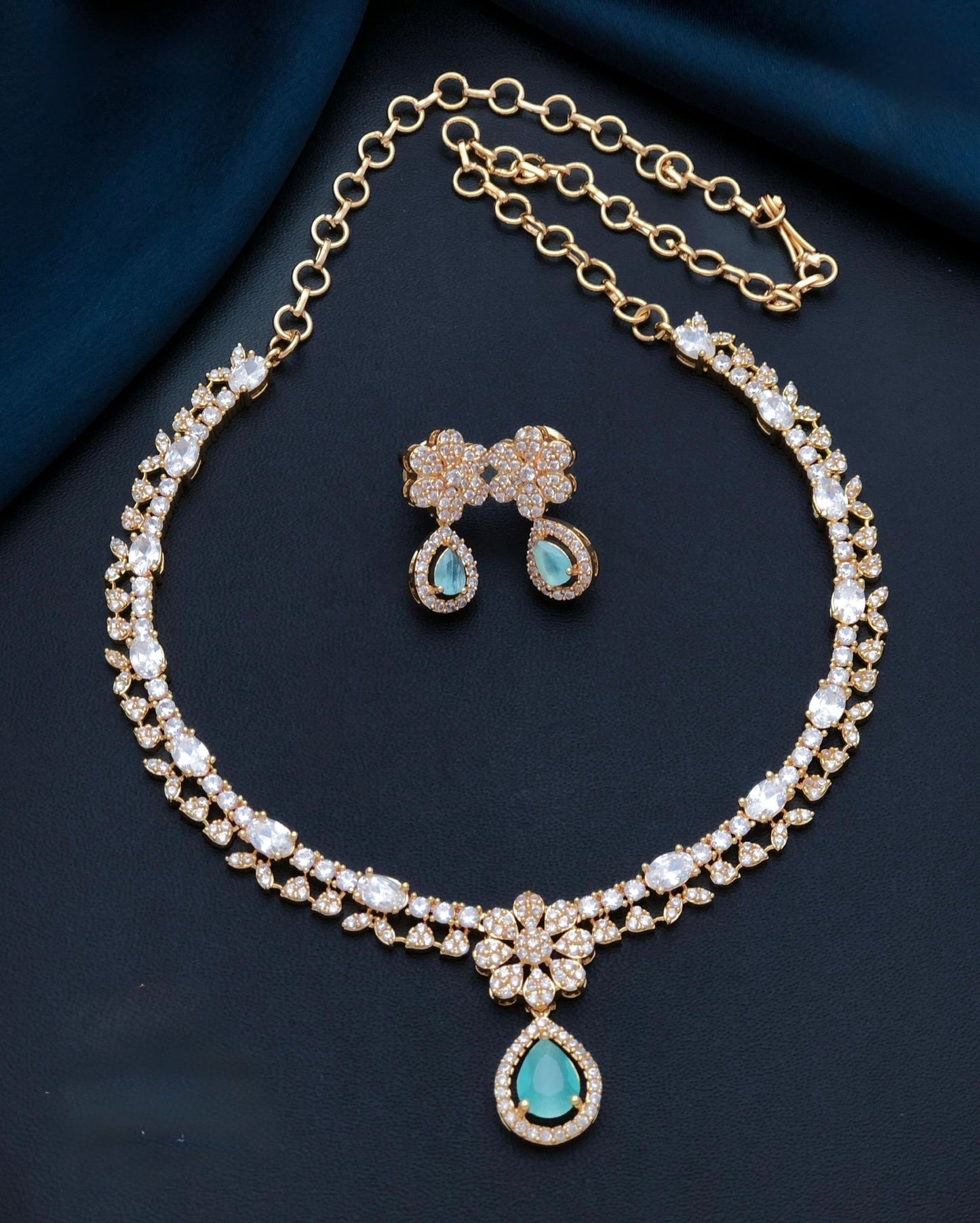 Gold plated American Diamond necklace set