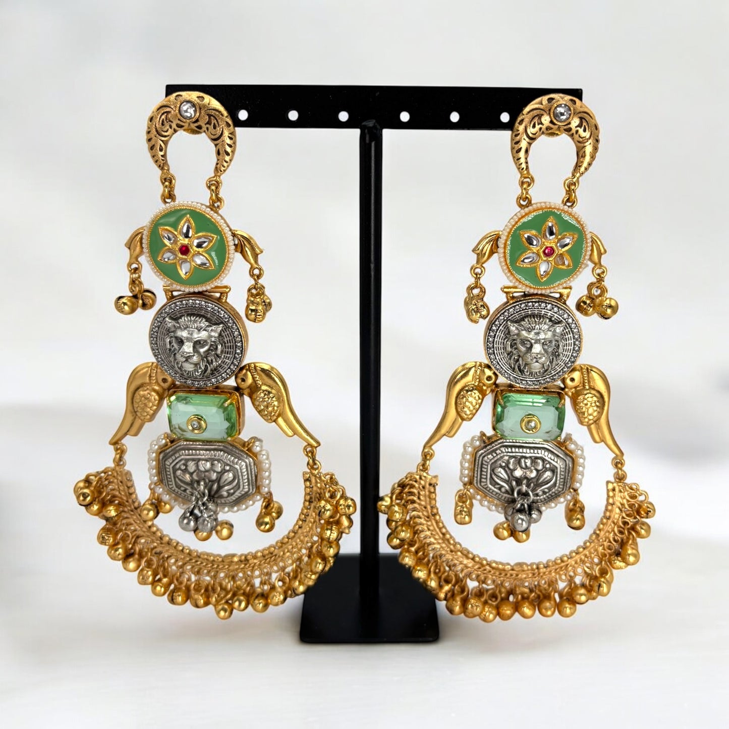 2tone premium gold plated long big chandbali