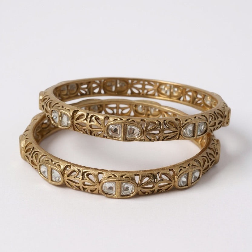 Gold plated kundan bangles