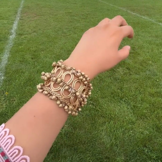 Gold plated broad bracelet with matte finish