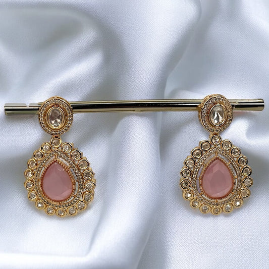 Gold plated pink earrings