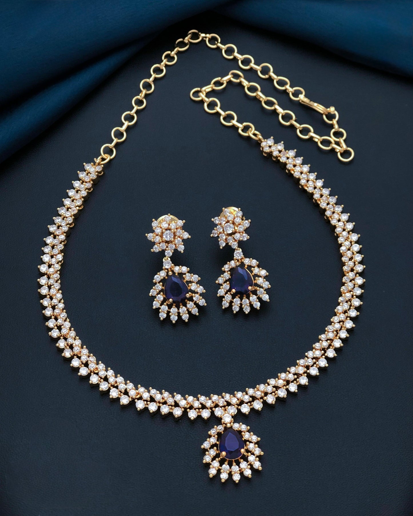 Gold plated American Diamond necklace set
