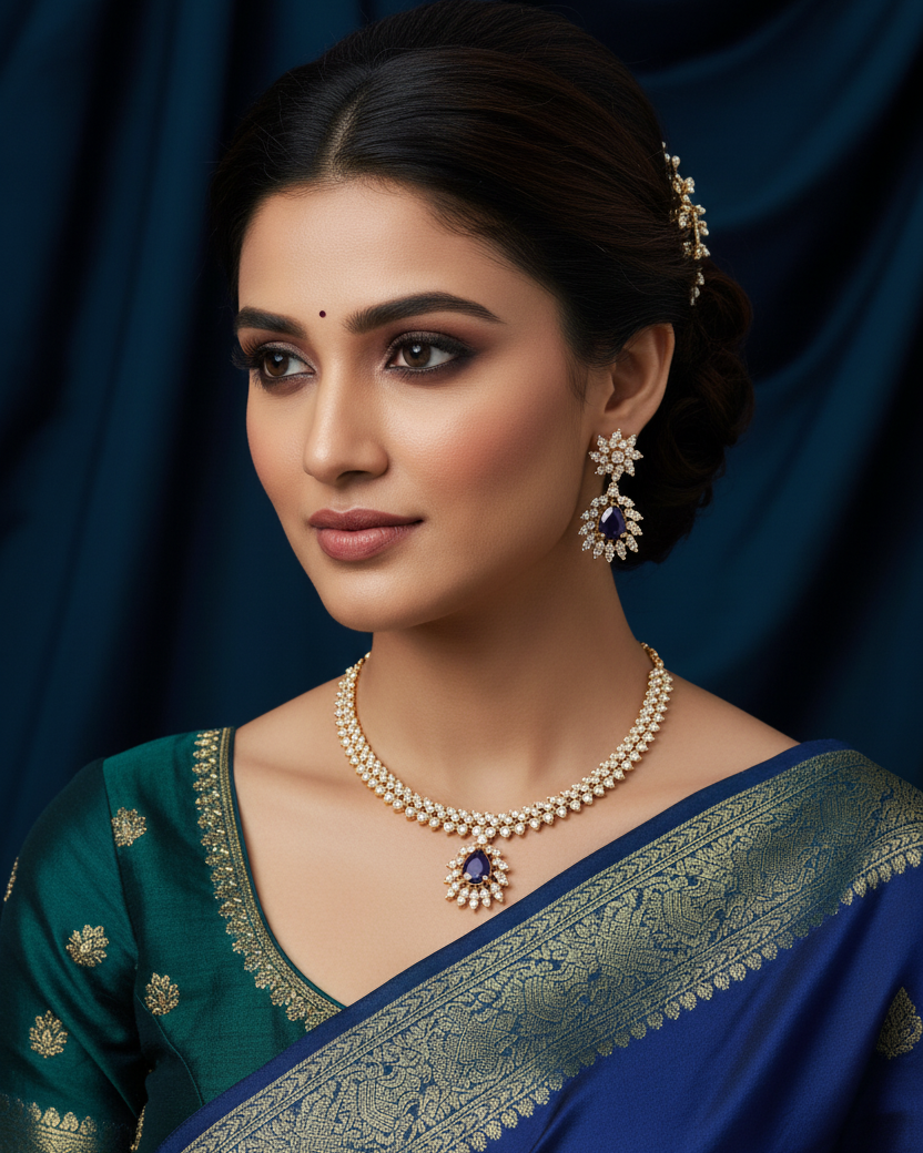Gold plated American Diamond necklace set