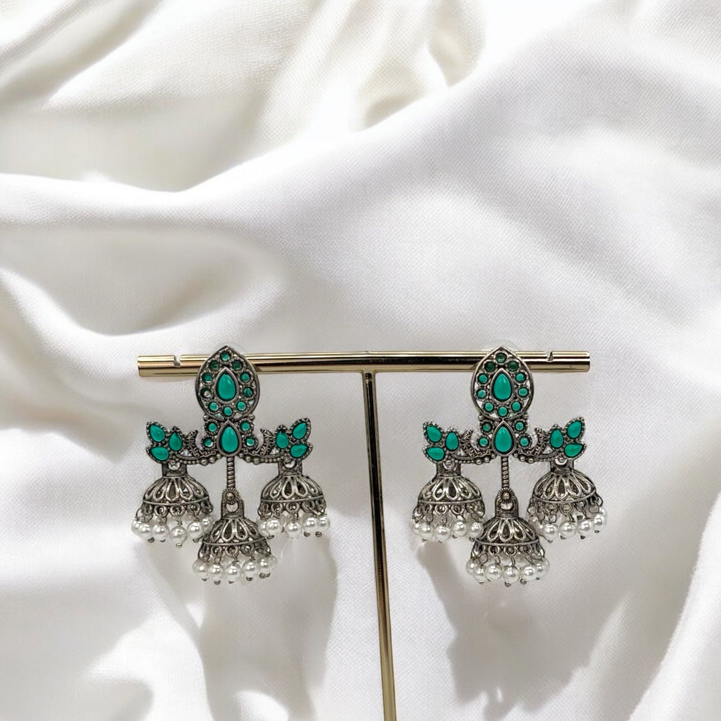 Silver oxidized jhumki