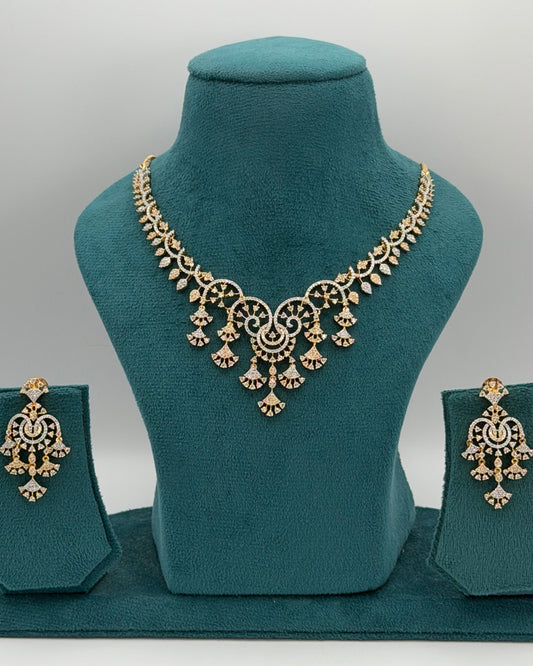 2tone American Diamond necklace set