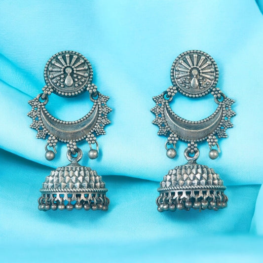 Silver oxidized jhumki