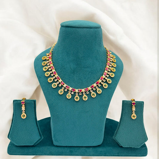 Gold plated American Diamond necklace set