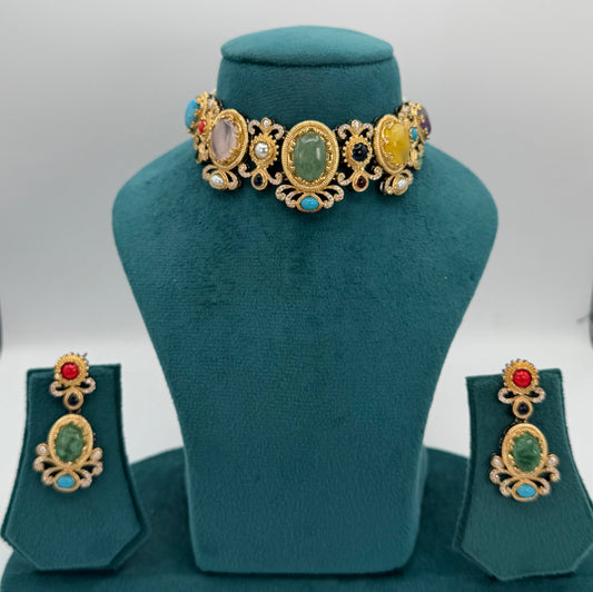 Sabhyasachi inspired multi coloured choker