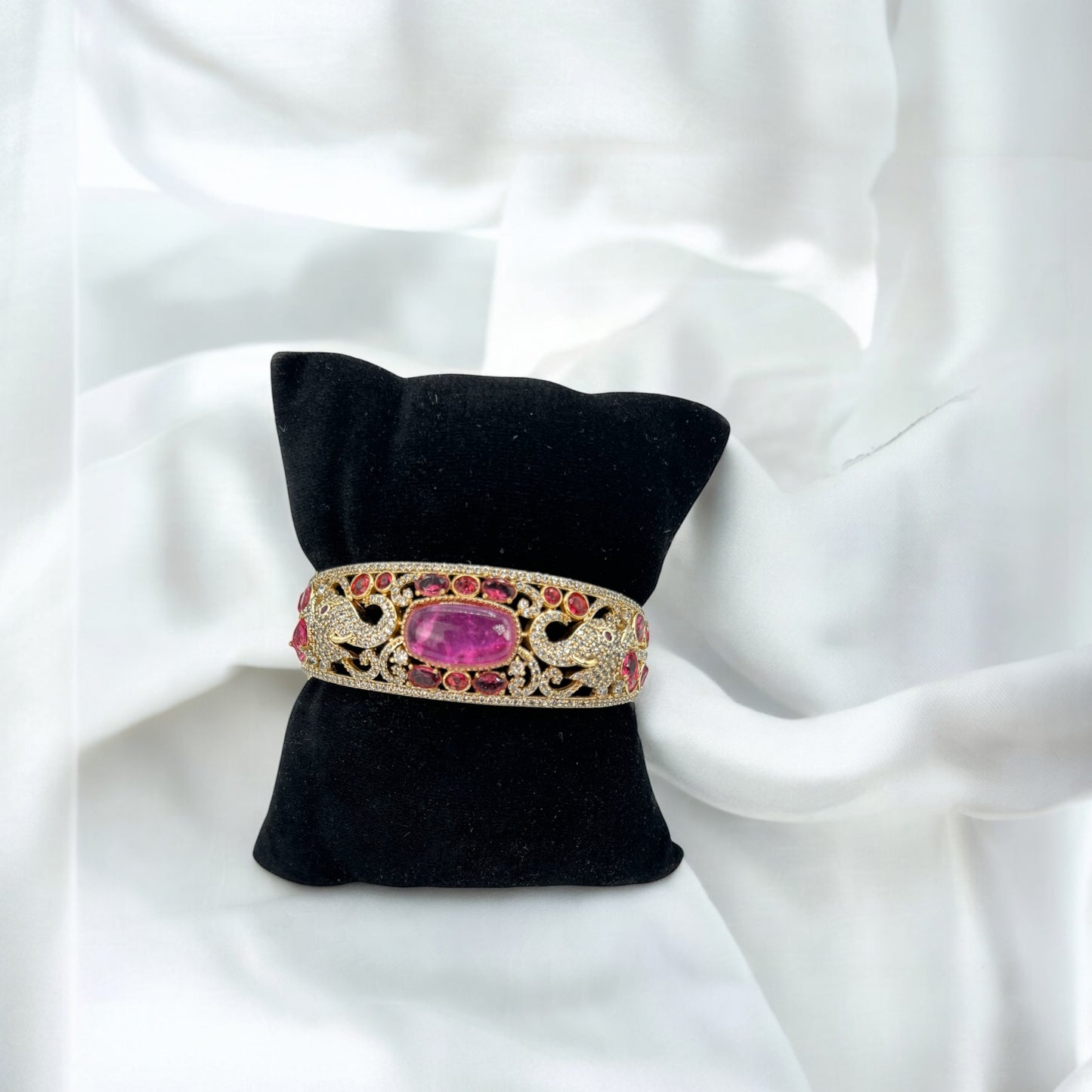 Gold plated American Diamond pink bracelet