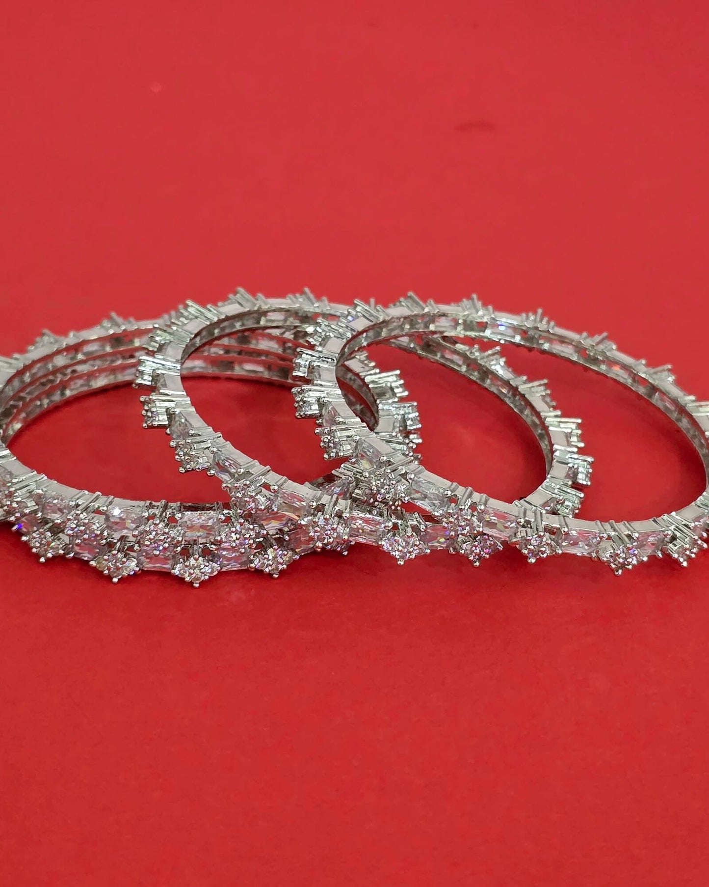 Silver plated American Diamond bangles