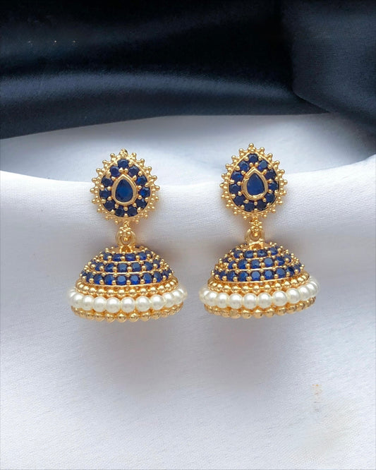 Gold plated blue jhumki