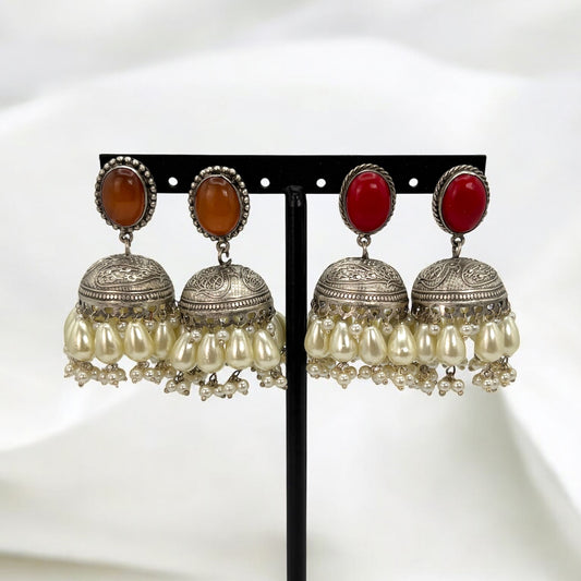 German silver oxidized jhumki