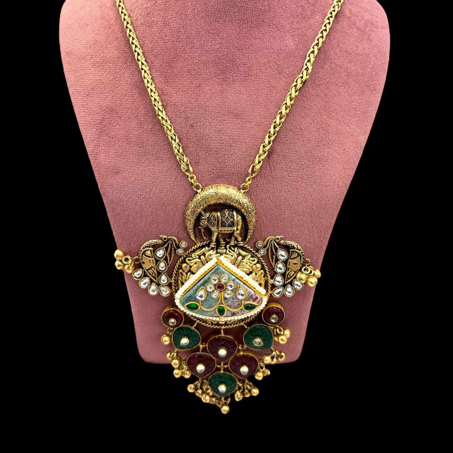 Contemporary gold long necklace