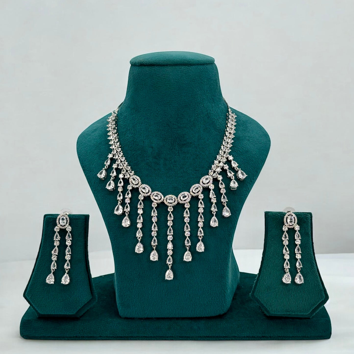 Silver American Diamond necklace set