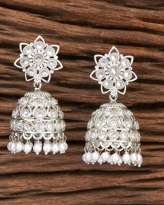 Silver American Diamond jhumki