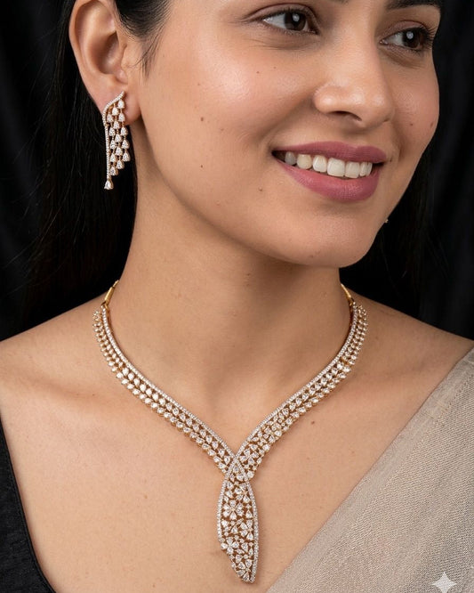 2tone American Diamond necklace set
