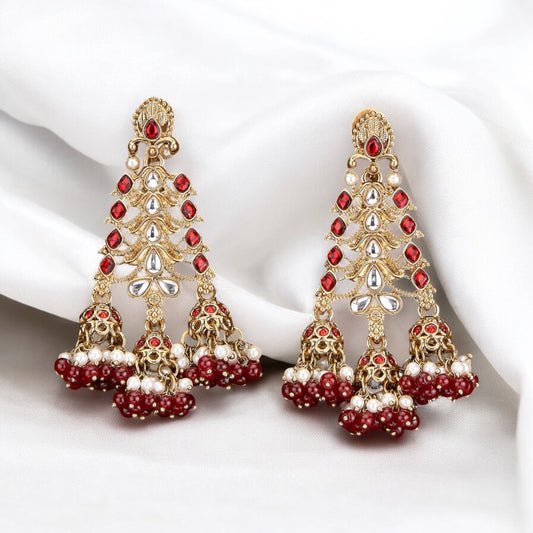Mehndi polish red earrings