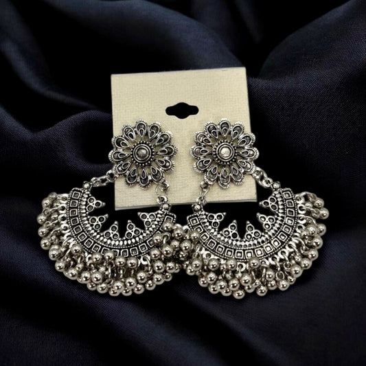 German silver oxidized chandbali
