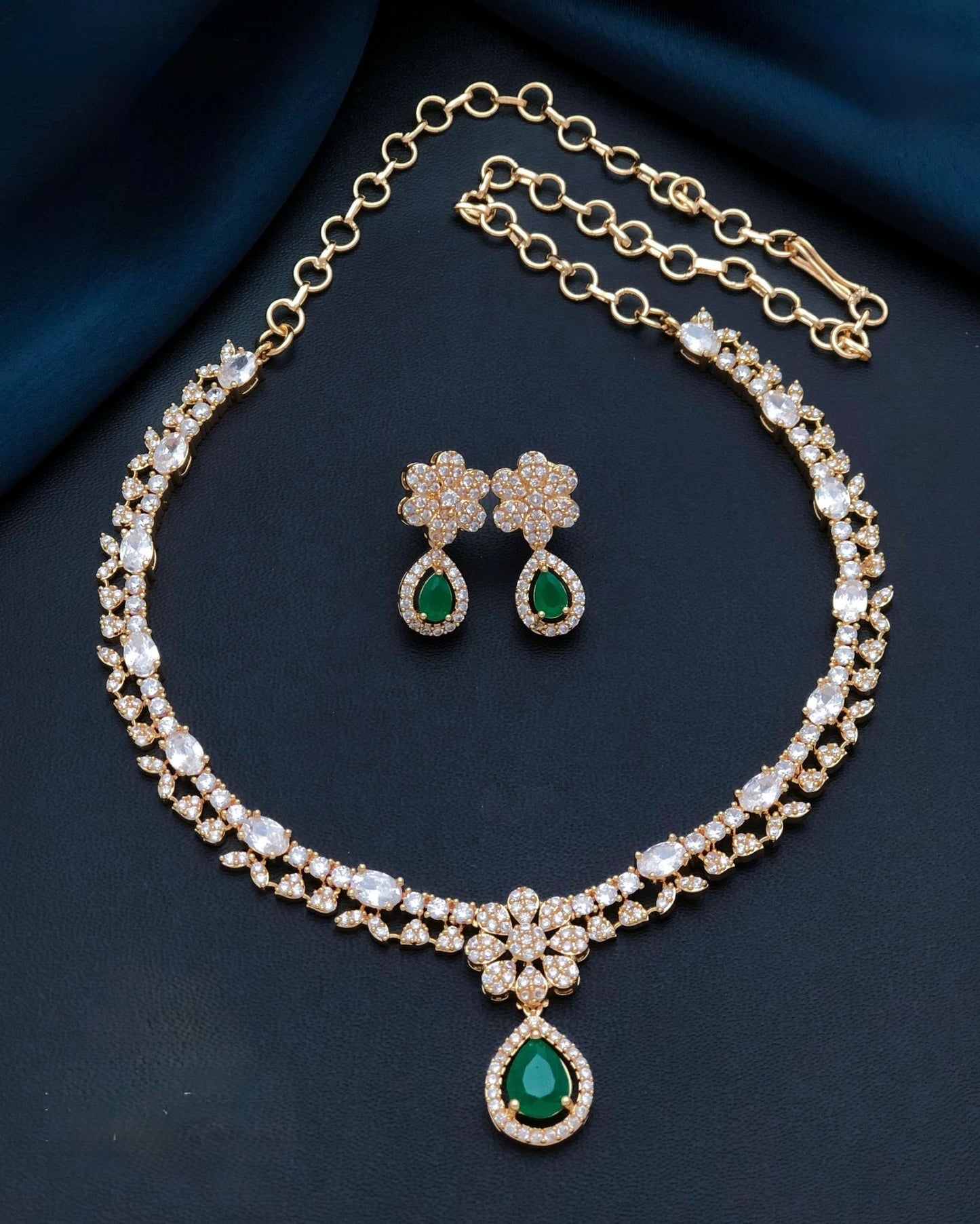 Gold plated American Diamond necklace set