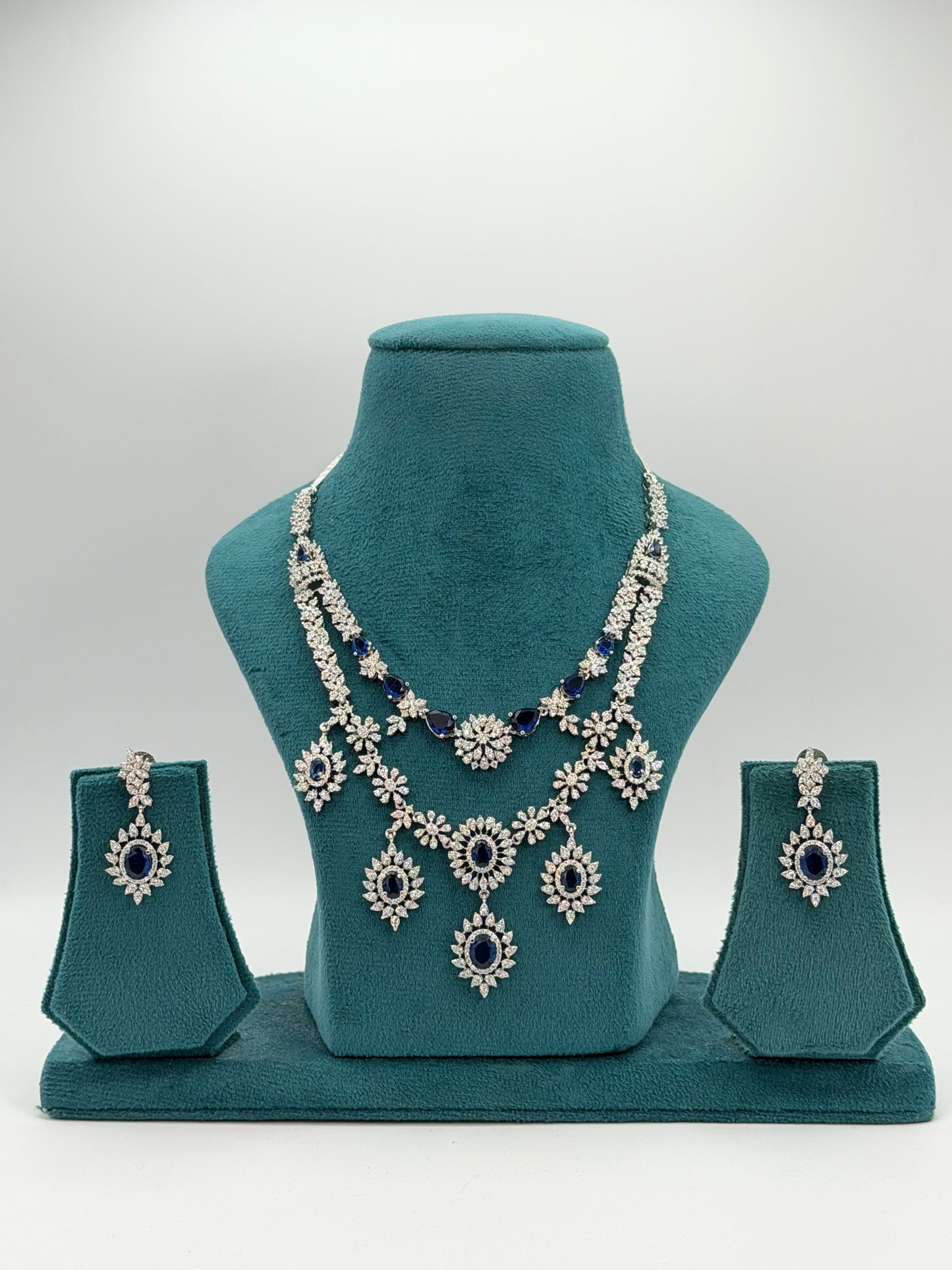 Silver plated American Diamond necklace set