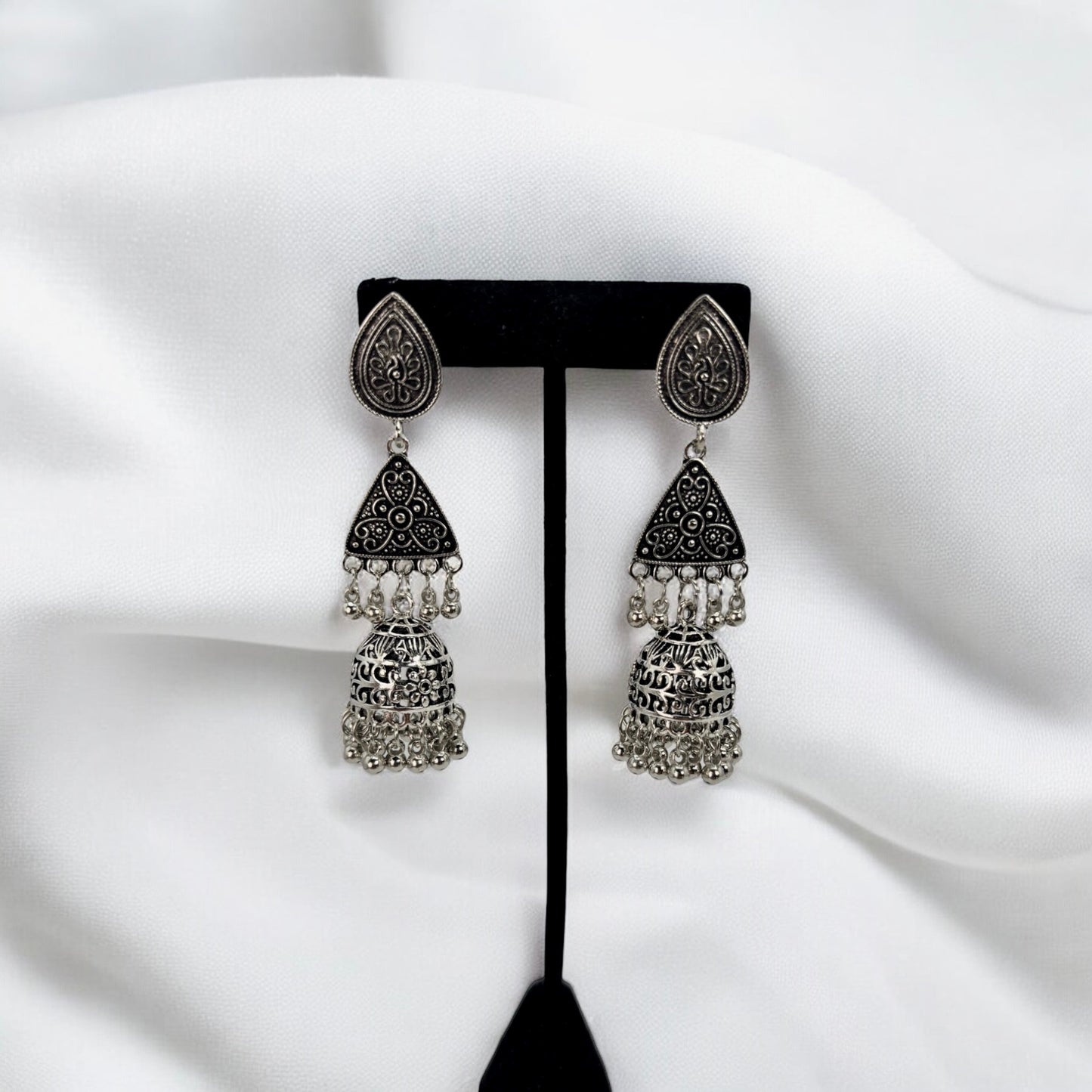 German silver long jhumki