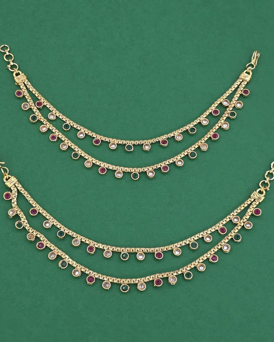 Gold plated two layer ear chain/sahara