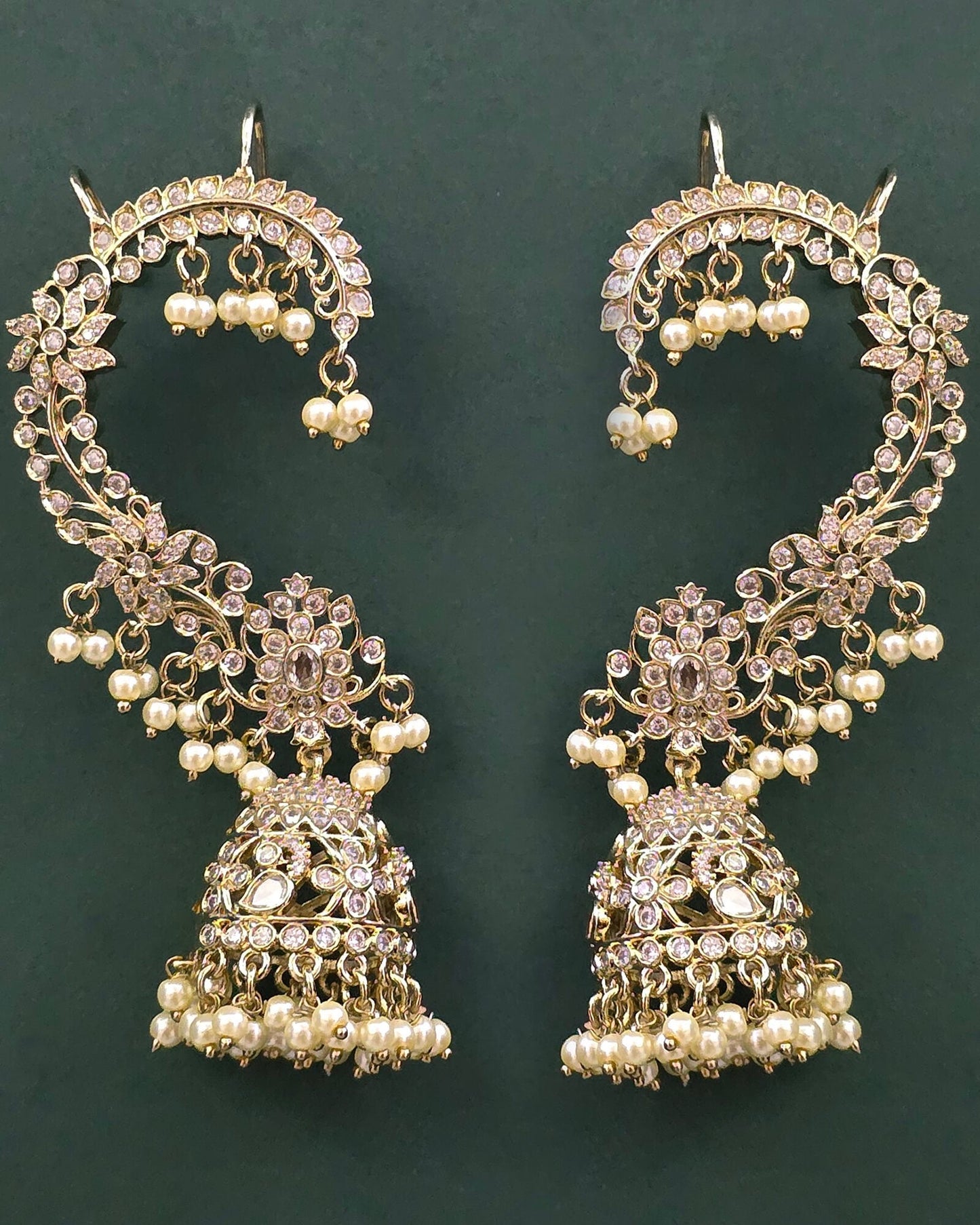 Victorian plated American Diamond earcuffs