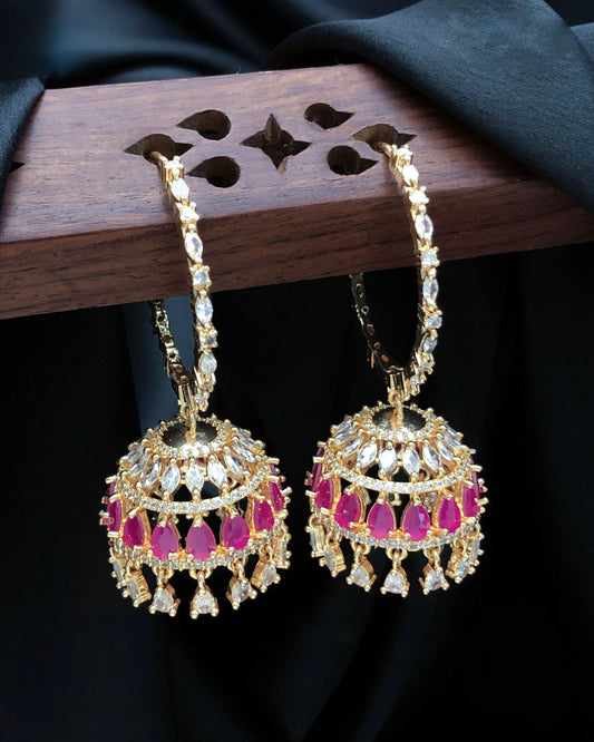Gold plated American Diamond jhumki