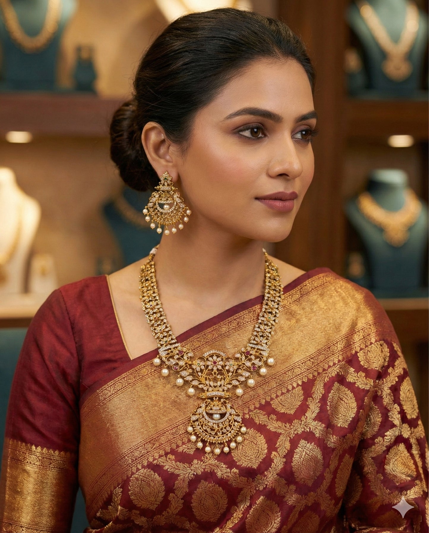 Gold plated American Diamond necklace set
