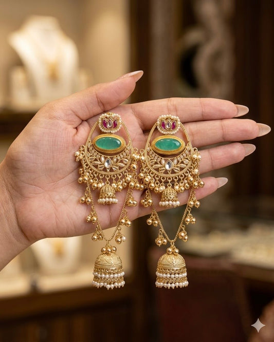 Gold plated Kashmiri earrings