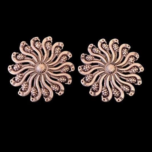 German silver oxidized big studs