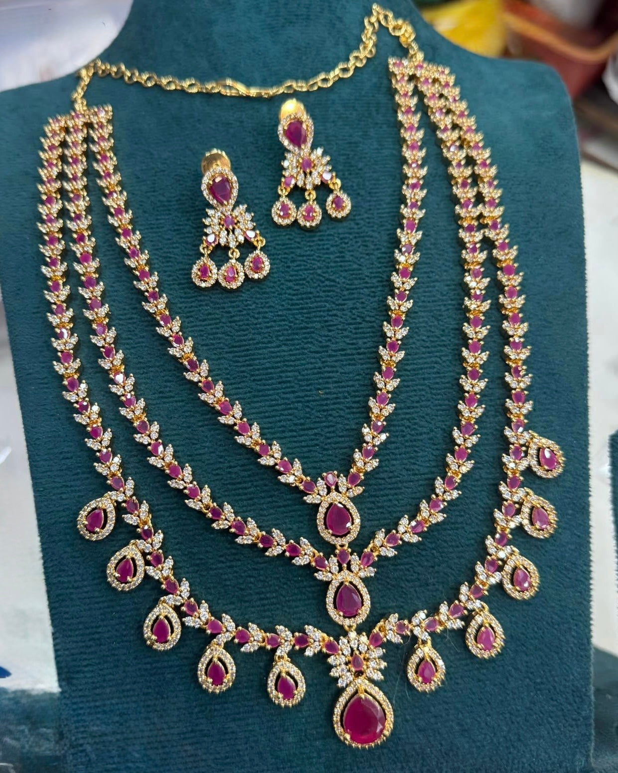 Gold plated 3layers necklace sets