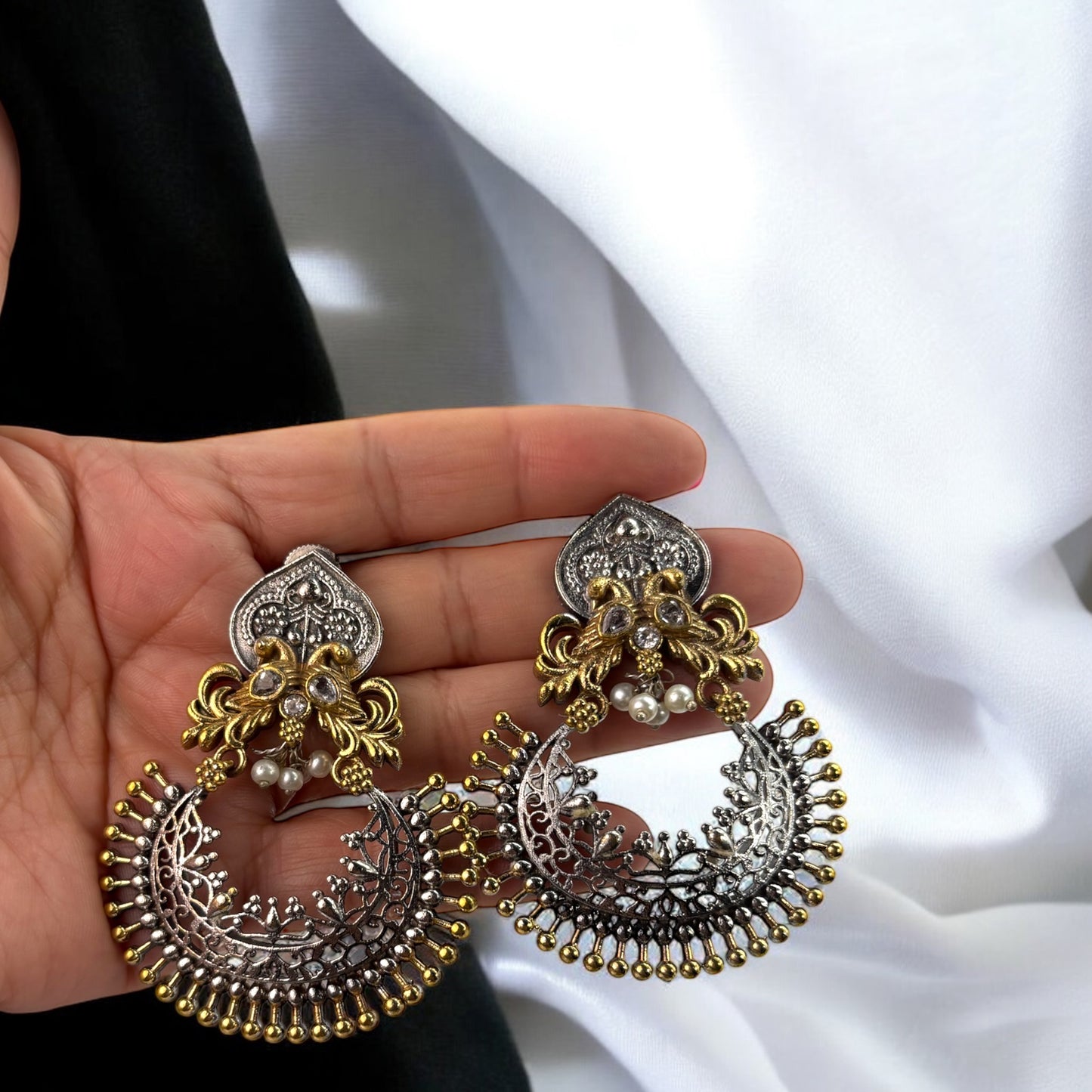 German silver 2tone chandbali/earrings